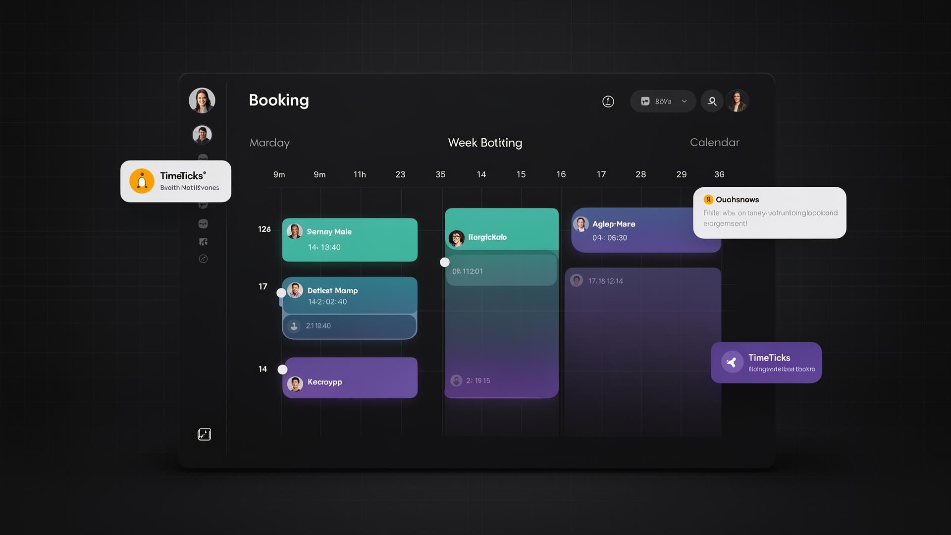 Booking dashboard week view