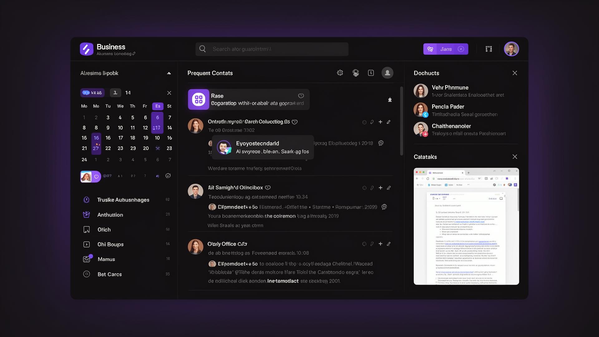 Branded business email inbox UI
